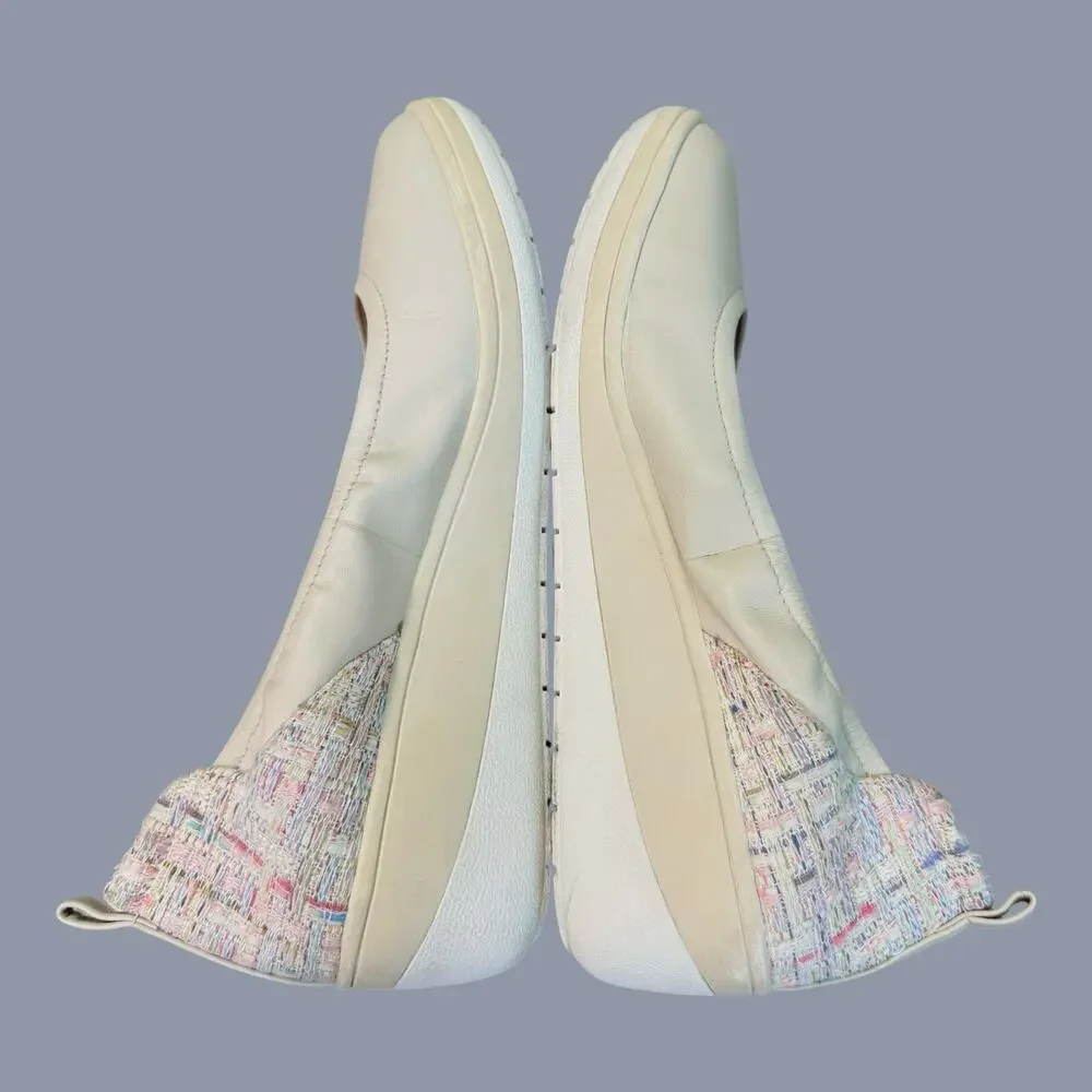 Vionic Jacey Wedge Low Heel Slip On Comfort Shoes Women Size 10 Cream Leather